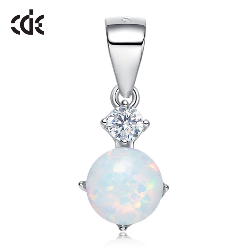 Round Shaped Blue White Opal Necklace With Zirconia AAA - CDE Jewelry Egypt